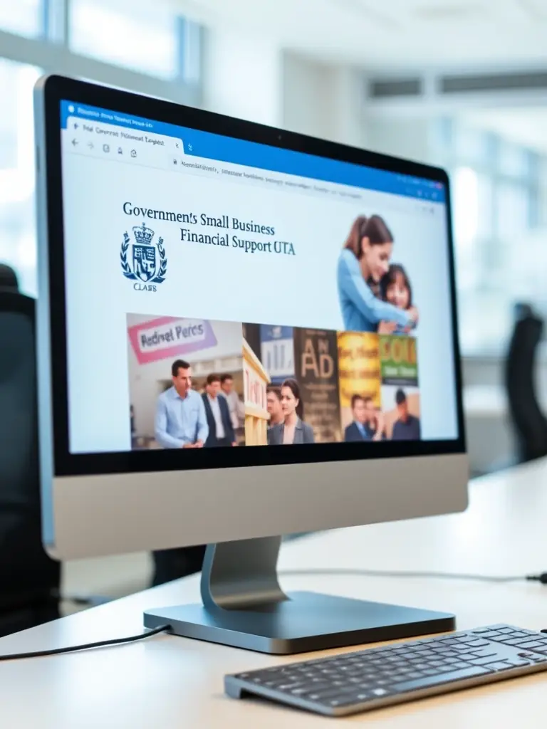 A link to the UK government's website for small business financial support, displayed with the official government logo.