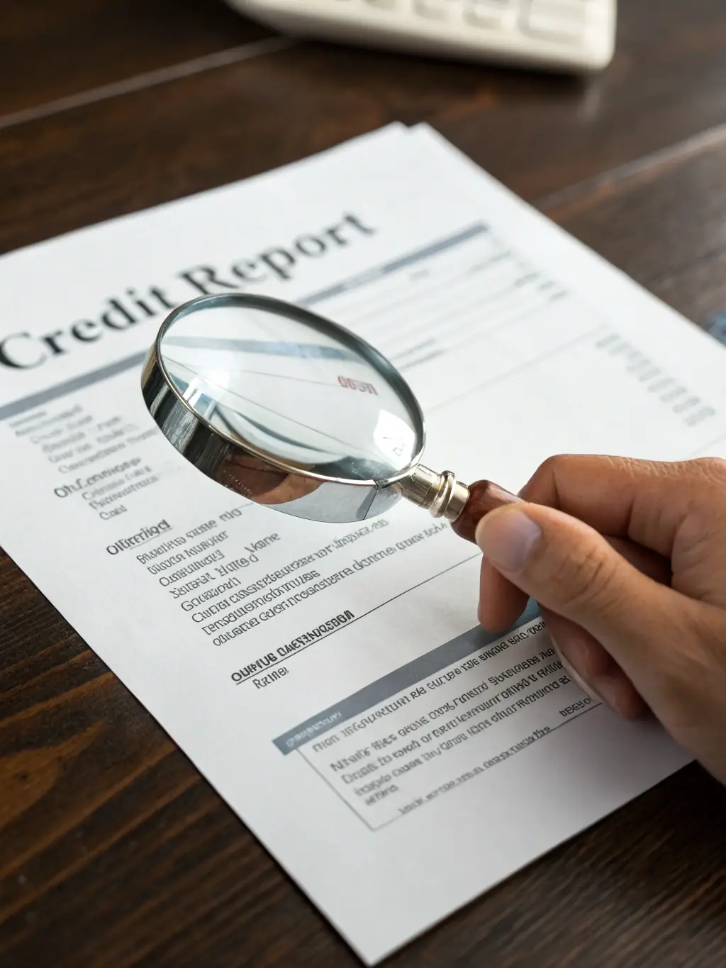 A hand holding a magnifying glass over a document with financial data, representing due diligence resources.