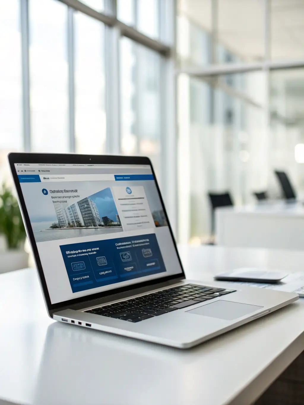 A professional-looking invoice template displayed on a laptop screen, with fields for company logo, client details, and itemized services.